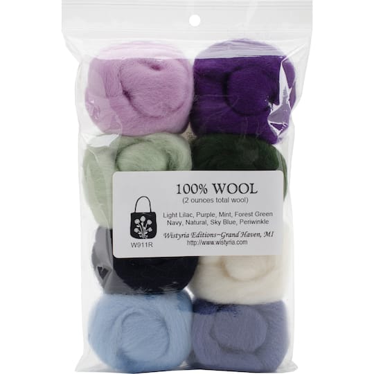 Wistyria Editions Hydrangeas Wool Roving Rolls, 2oz.